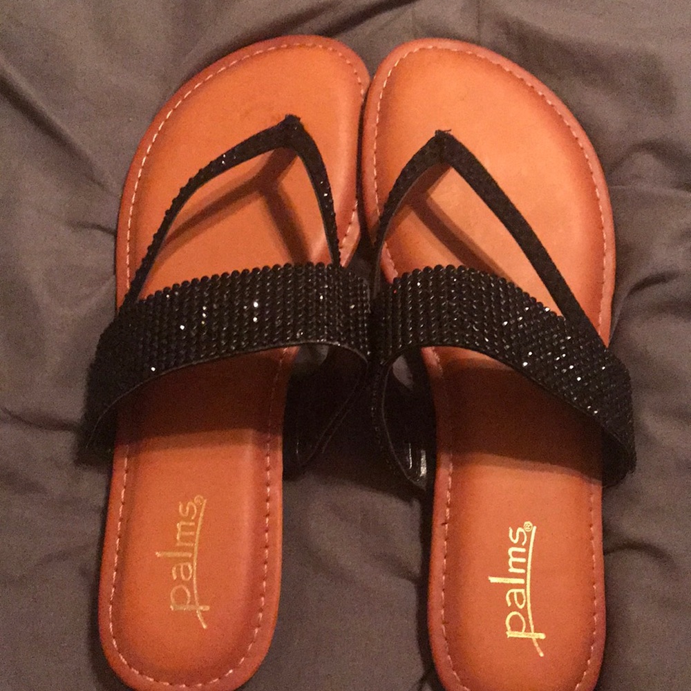 Black rhinestone sandals